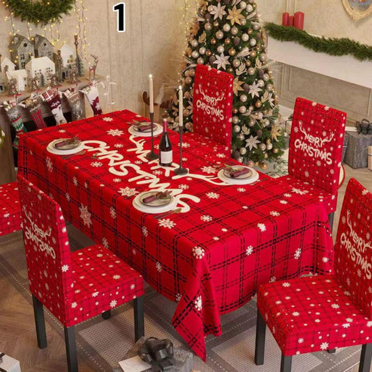 Božićni stolnjak + 6 rastezljivih navlaka za stolice - Feniks-shop