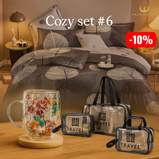 Cozy set #6 - Posteljina 4D 220x200cm + Neseseri 3u1 + Čaša suho cvijeće