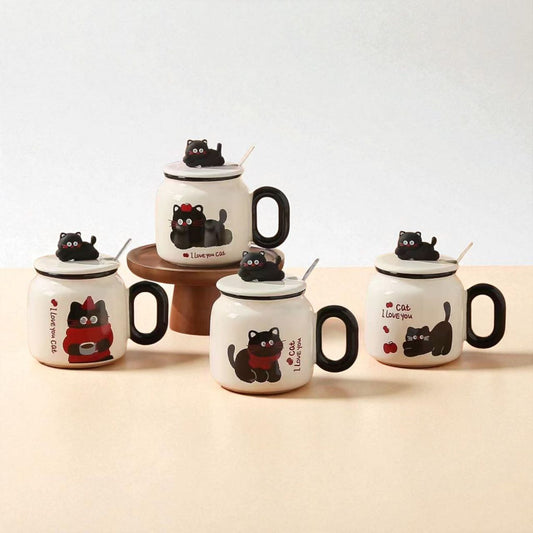 Mačka šalica sa poklopcem i žlicom u poklon kutiji 200ml