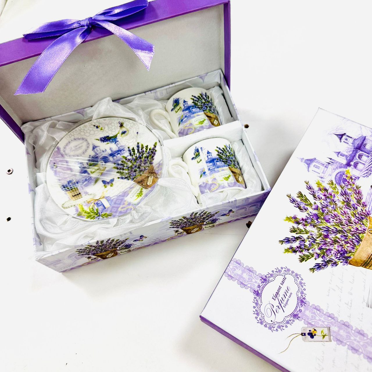 Set od 2 šalice + tanjurići - Lavanda 200ml