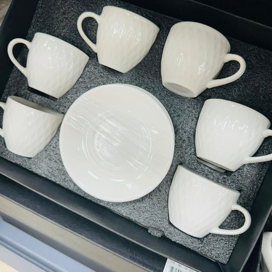 Set od 6 šalica + tanjurići - bijele