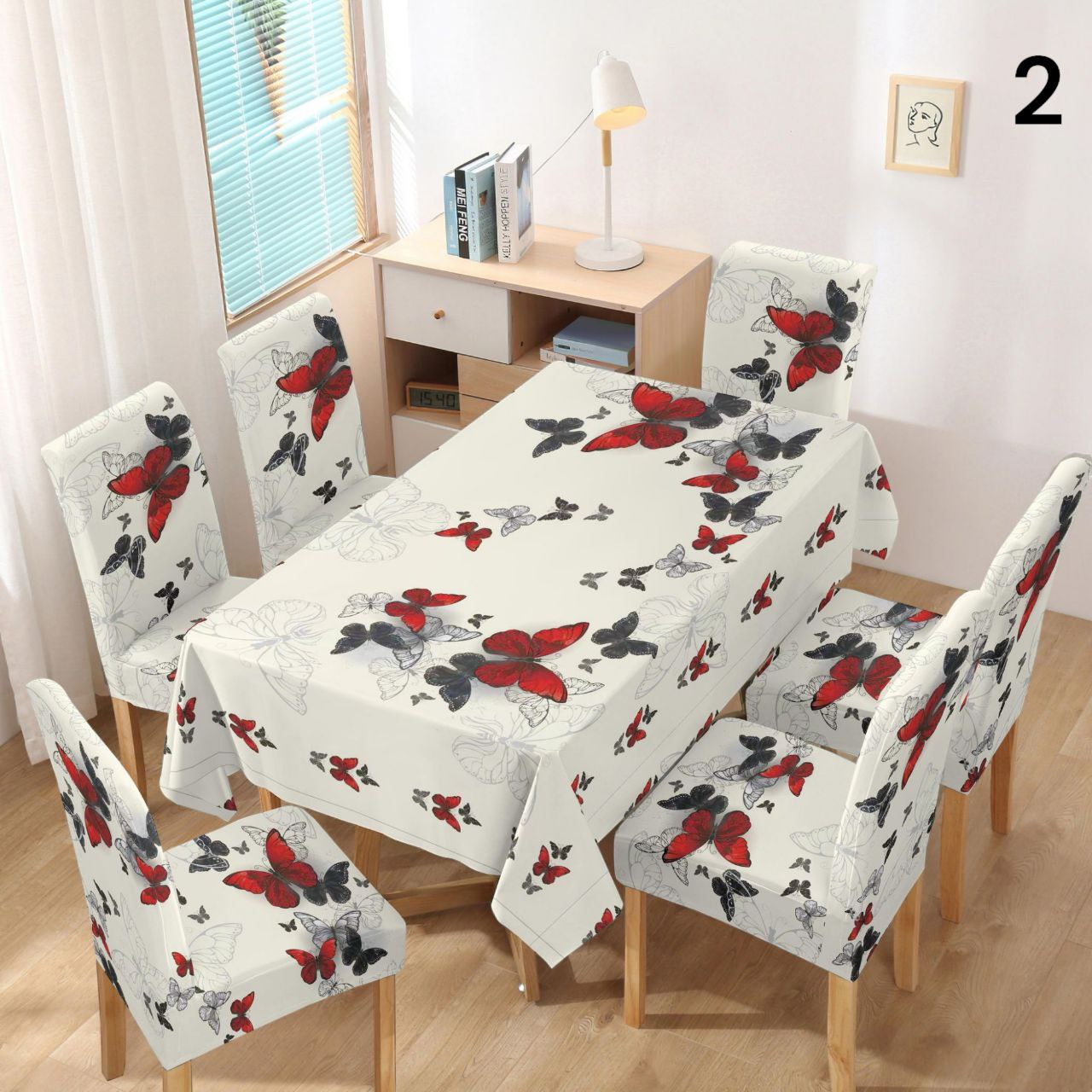 Set stolnjak + 6 navlaka za stolice NOVI uzorci