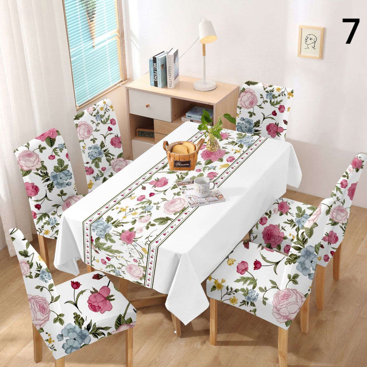 Set stolnjak + 6 navlaka za stolice NOVI uzorci