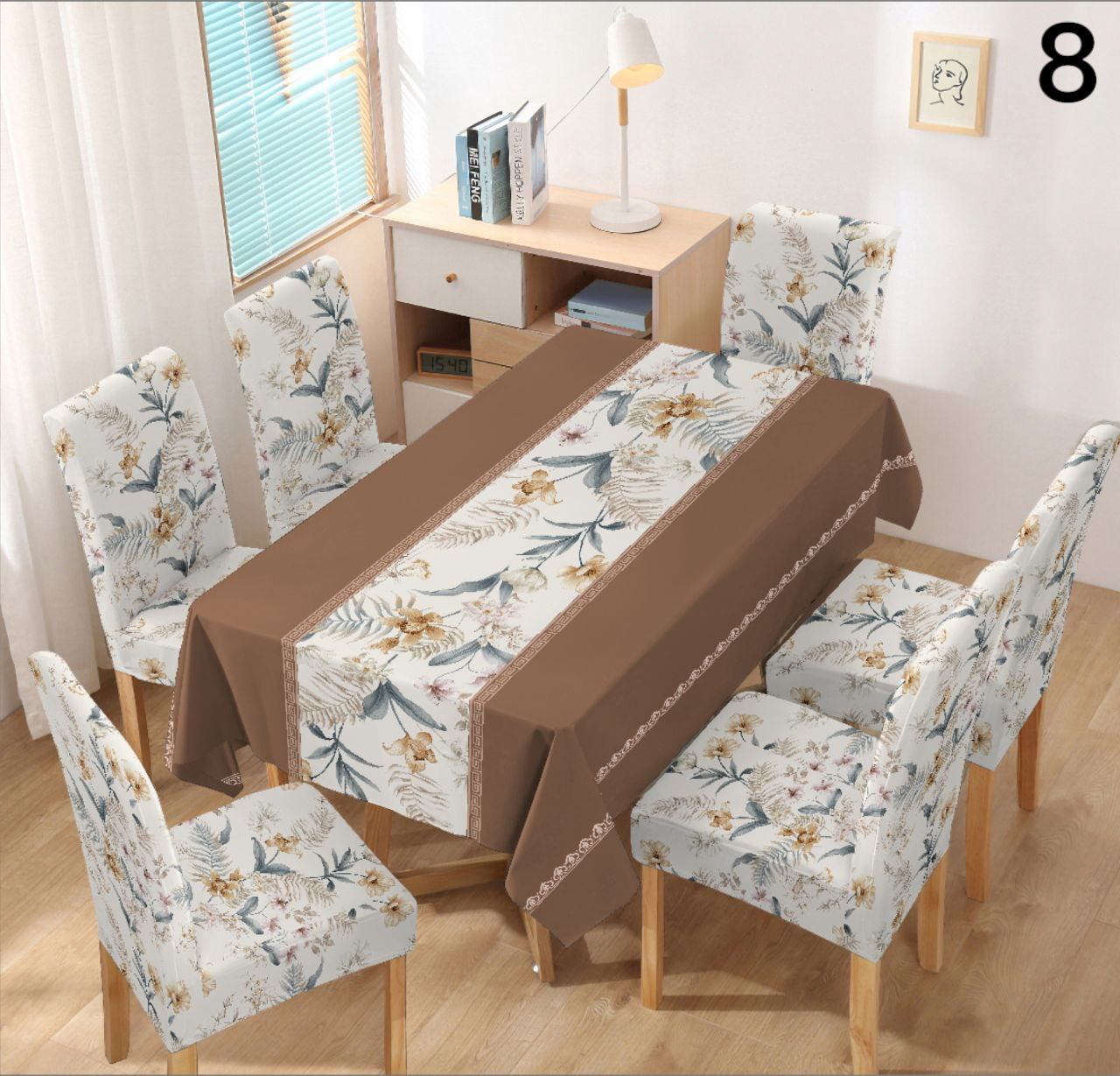 Set stolnjak + 6 navlaka za stolice NOVI uzorci
