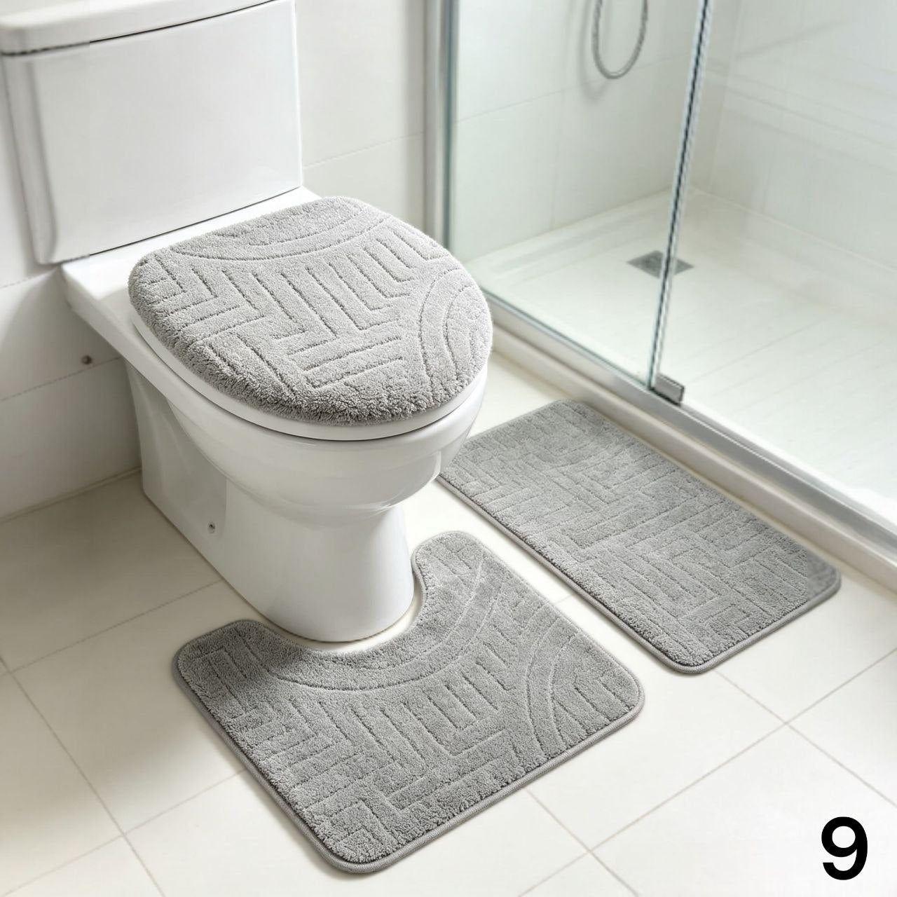 3-dijelni kupaonski set tepih – protuklizni i mekani | 10 modela