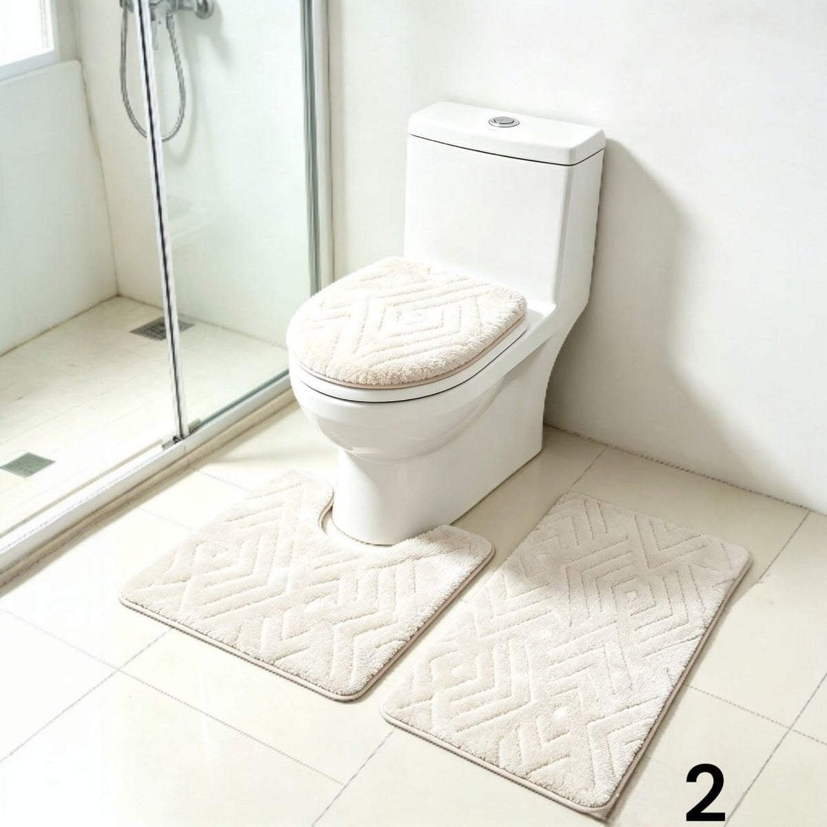 3-dijelni kupaonski set tepih – protuklizni i mekani | 10 modela – slika 2