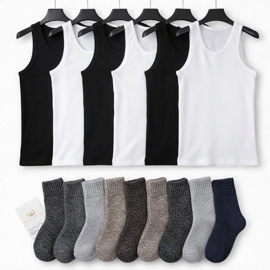 6 muških potkošulja + 6 vuna čarapa