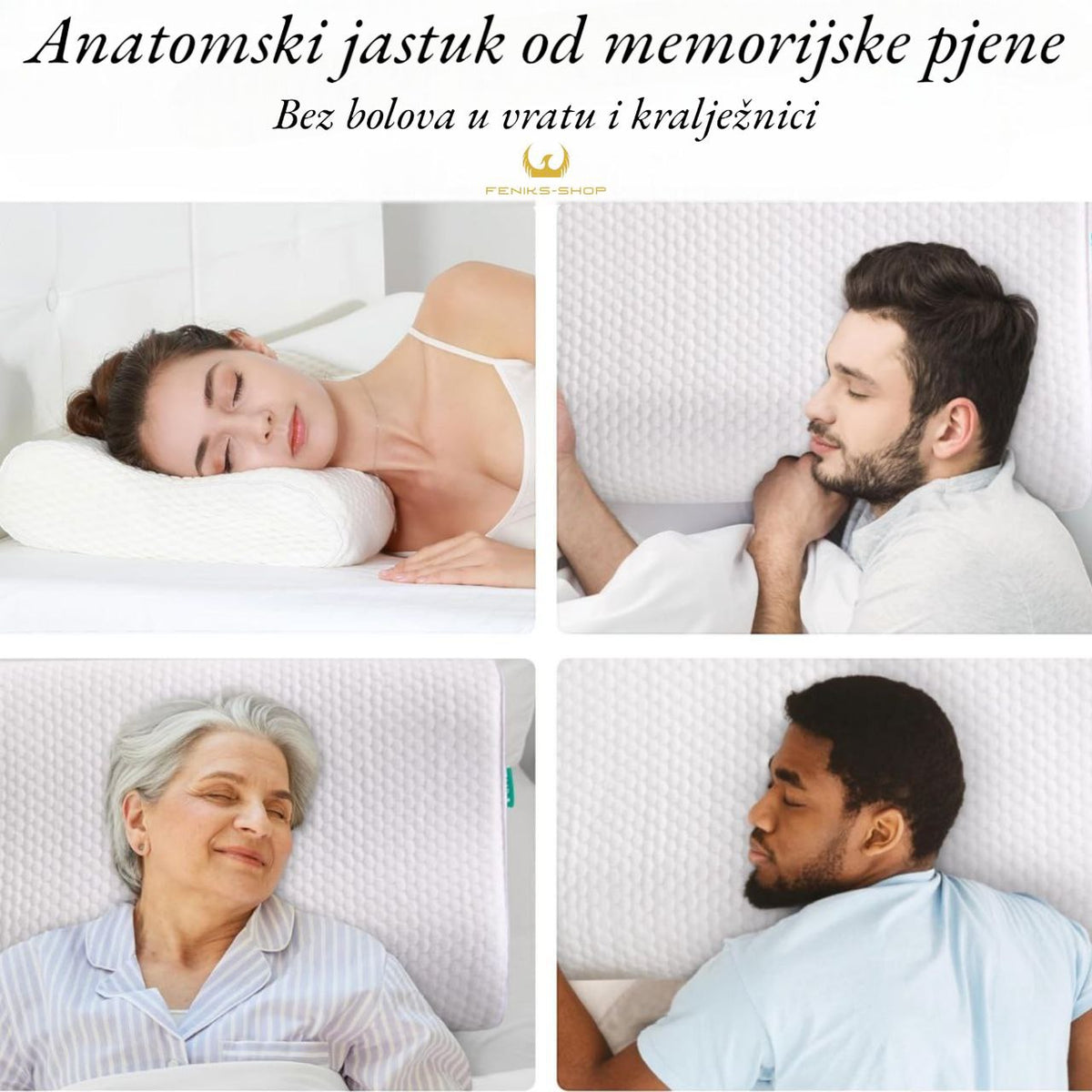 Anatomski jastuk za spavanje od memorijske pjene 40x60x17 cm - Feniks-shop