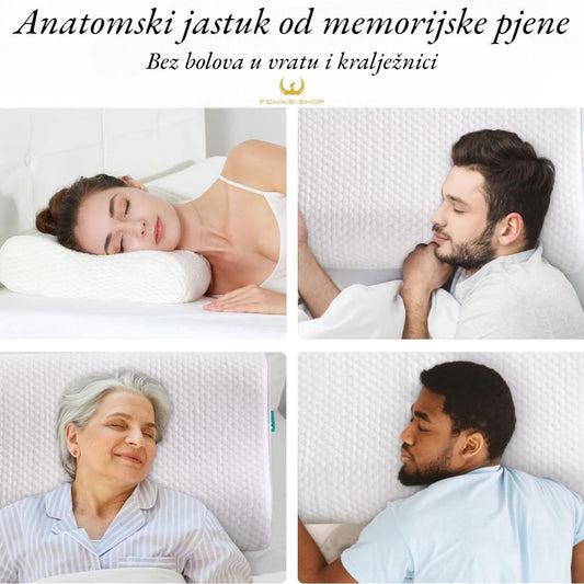 Anatomski jastuk za spavanje od memorijske pjene 40x60x17 cm - Feniks-shop