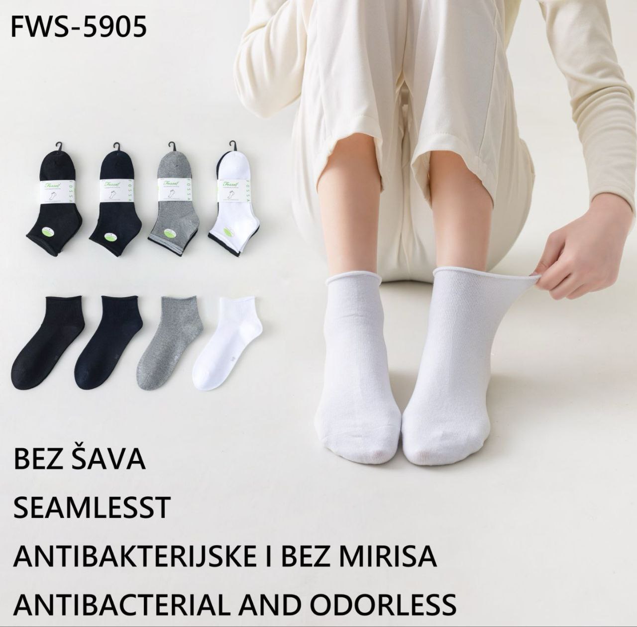 Antibakterijske ženske čarape stopalice bez gume mix boje 12 pari