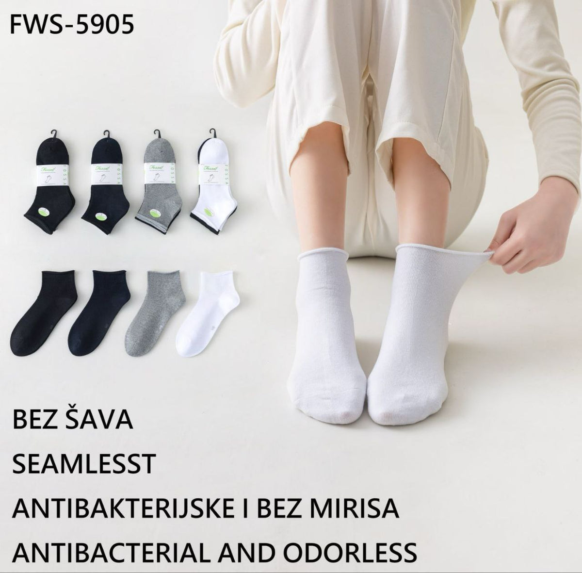 Antibakterijske ženske čarape stopalice bez gume mix boje 12 pari