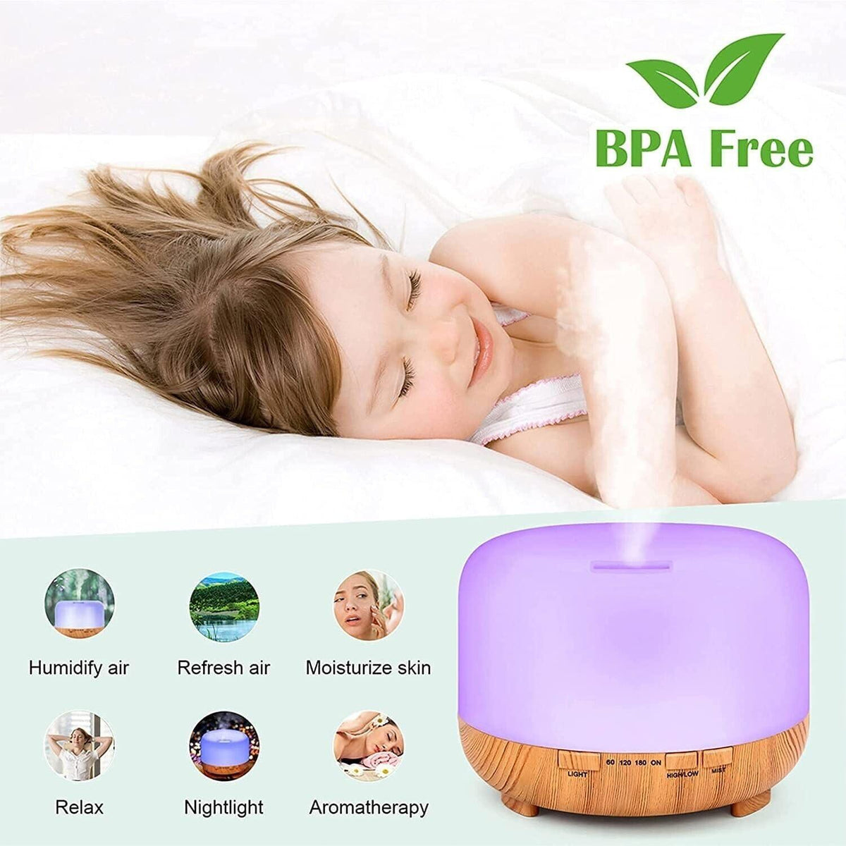 Aroma difuzor sa led svjetlom Mulin 500ml + daljinski - Feniks-shop