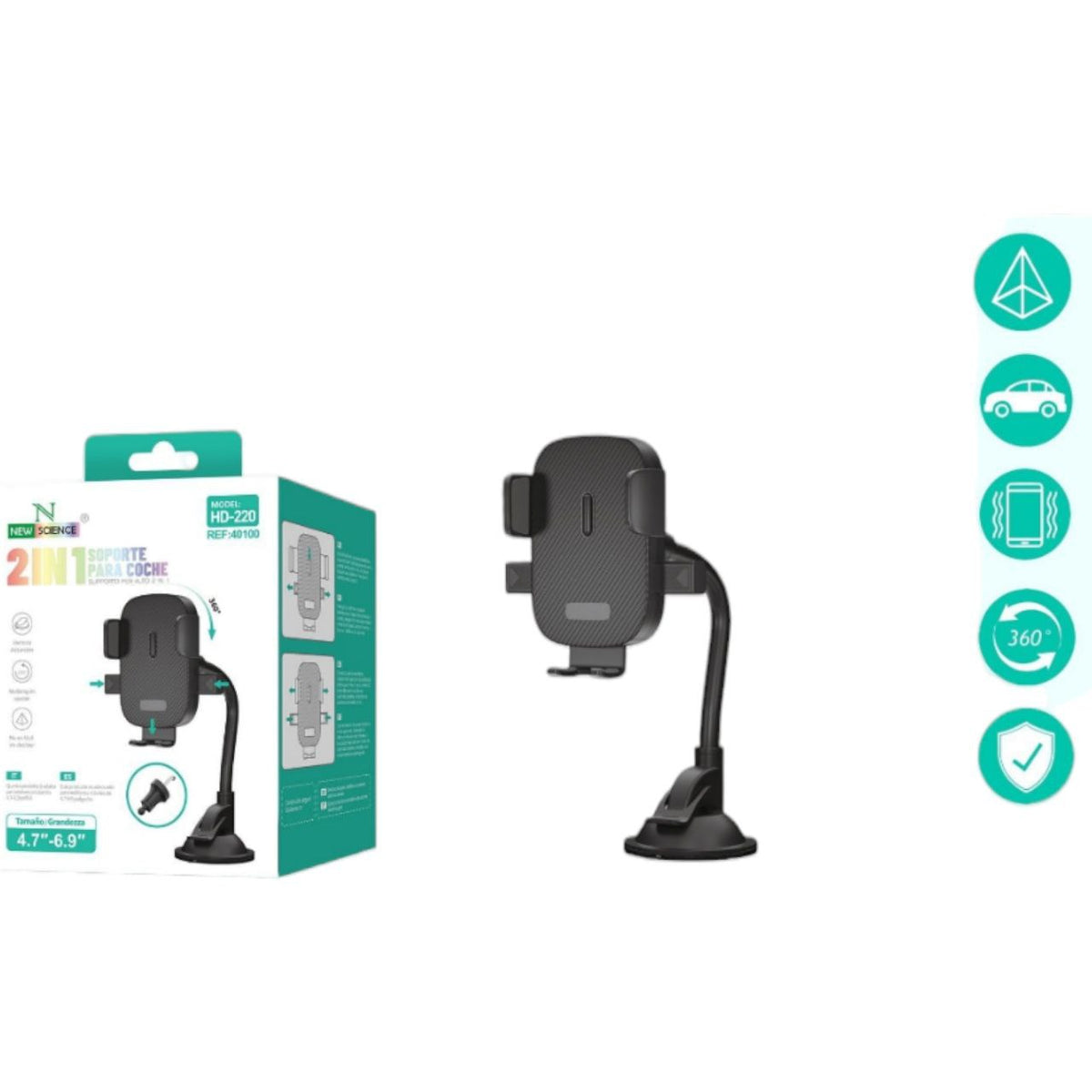 Auto vakumski držač za mobitel HD-220 + otvor za odvod zraka - Feniks-shop