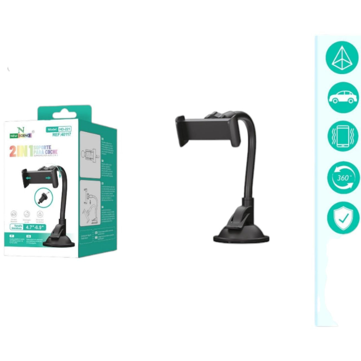 Auto vakumski držač za mobitel HD-221 + otvor za odvod zraka - Feniks-shop