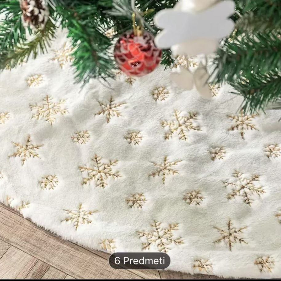 Božićna suknja za bor čupava pahuljica