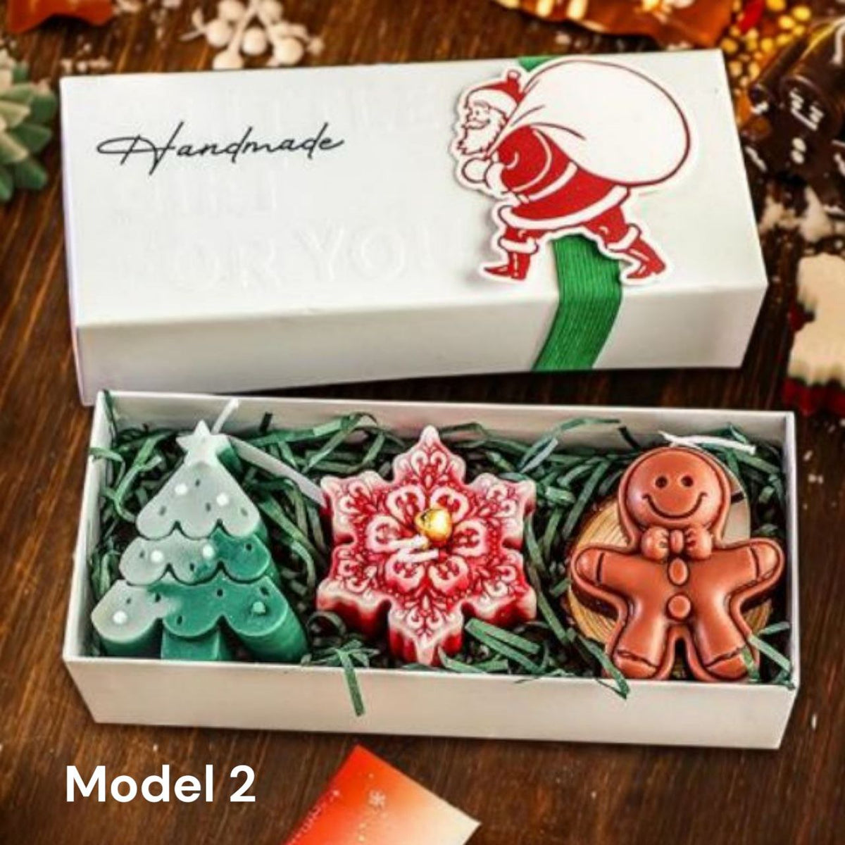 Božićni Handmade Poklon Set – Mirisne svijeće 10 cm u poklon kutiji – slika 2