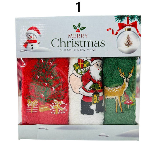 Božićni poklon set od 3 ručnika 30x50 cm