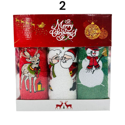 Božićni poklon set od 3 ručnika 30x50 cm