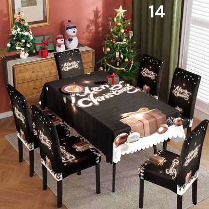 Božićni stolnjak + 6 rastezljivih navlaka za stolice