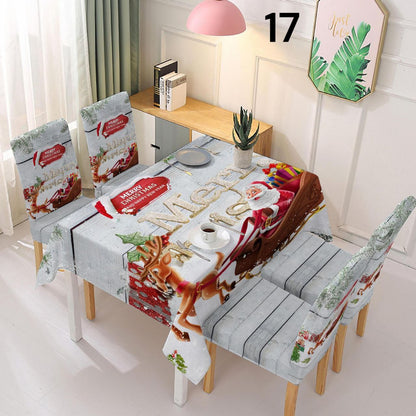 Božićni stolnjak + 6 rastezljivih navlaka za stolice