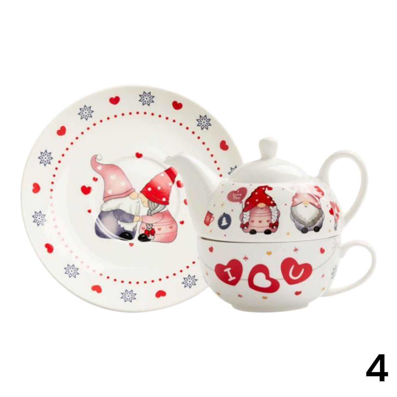 Božićni čajnik + tanjur u poklon kutiji