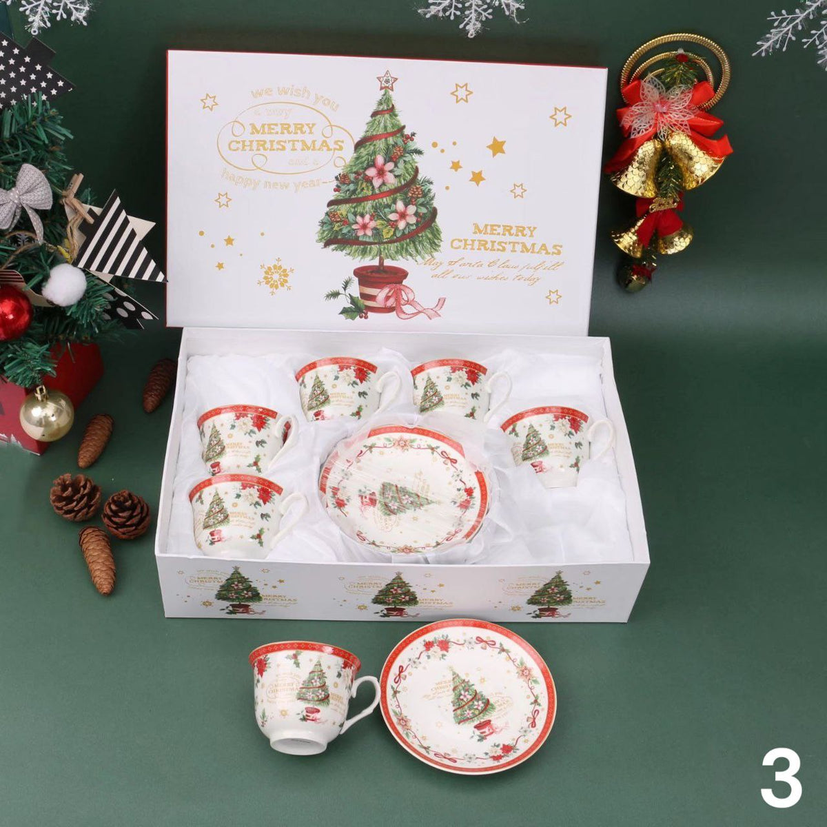 Božićni set 6 šalica + 6 tanjurića 100ml – slika 3