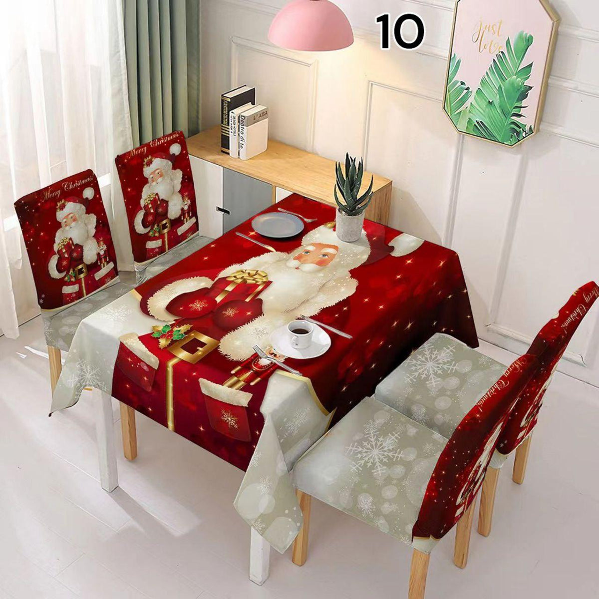 Božićni stolnjak + 6 rastezljivih navlaka za stolice - Feniks-shop