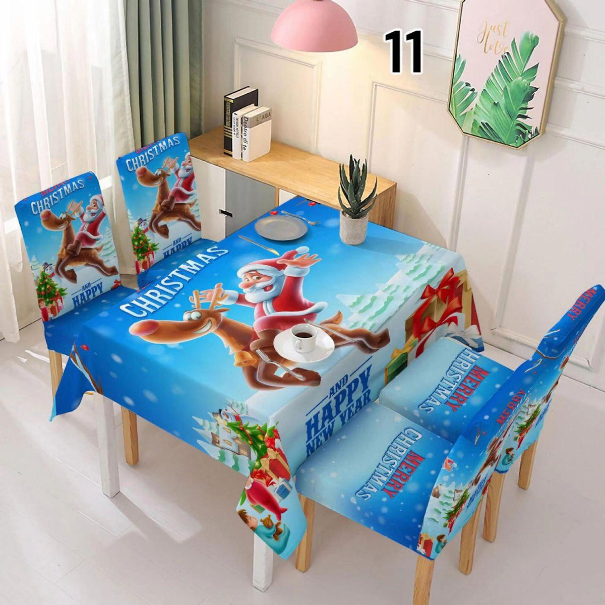 Božićni stolnjak + 6 rastezljivih navlaka za stolice - Feniks-shop