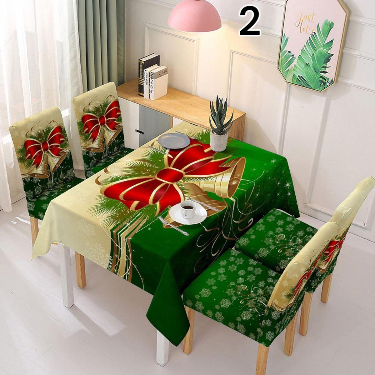 Božićni stolnjak + 6 rastezljivih navlaka za stolice - Feniks-shop