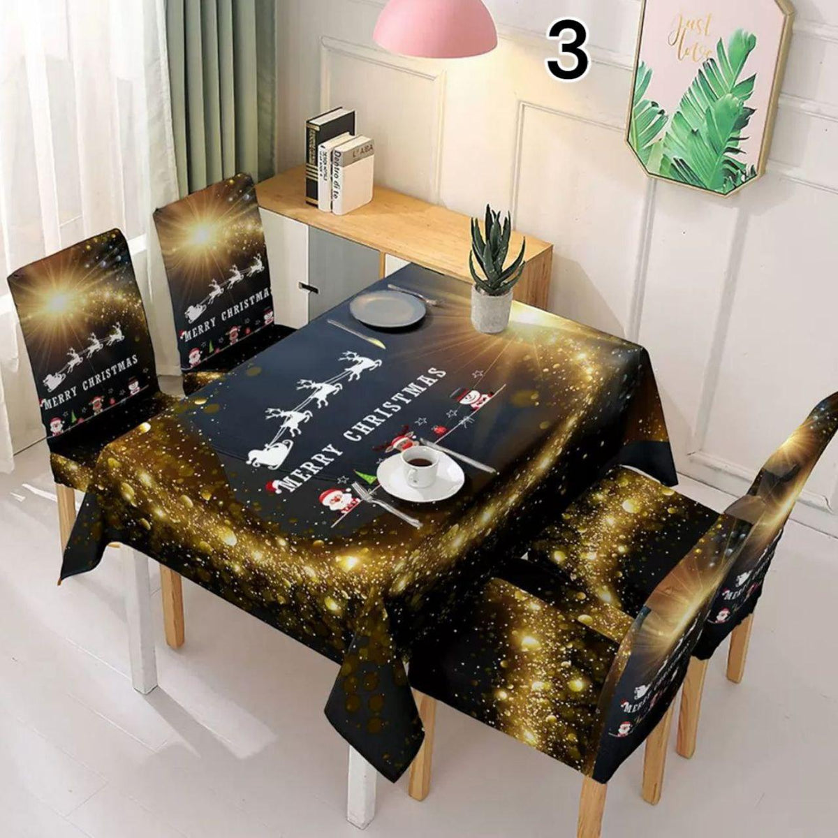 Božićni stolnjak + 6 rastezljivih navlaka za stolice - Feniks-shop
