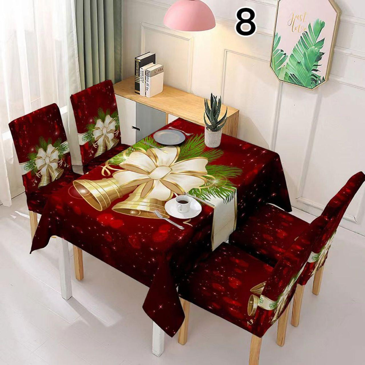 Božićni stolnjak + 6 rastezljivih navlaka za stolice - Feniks-shop