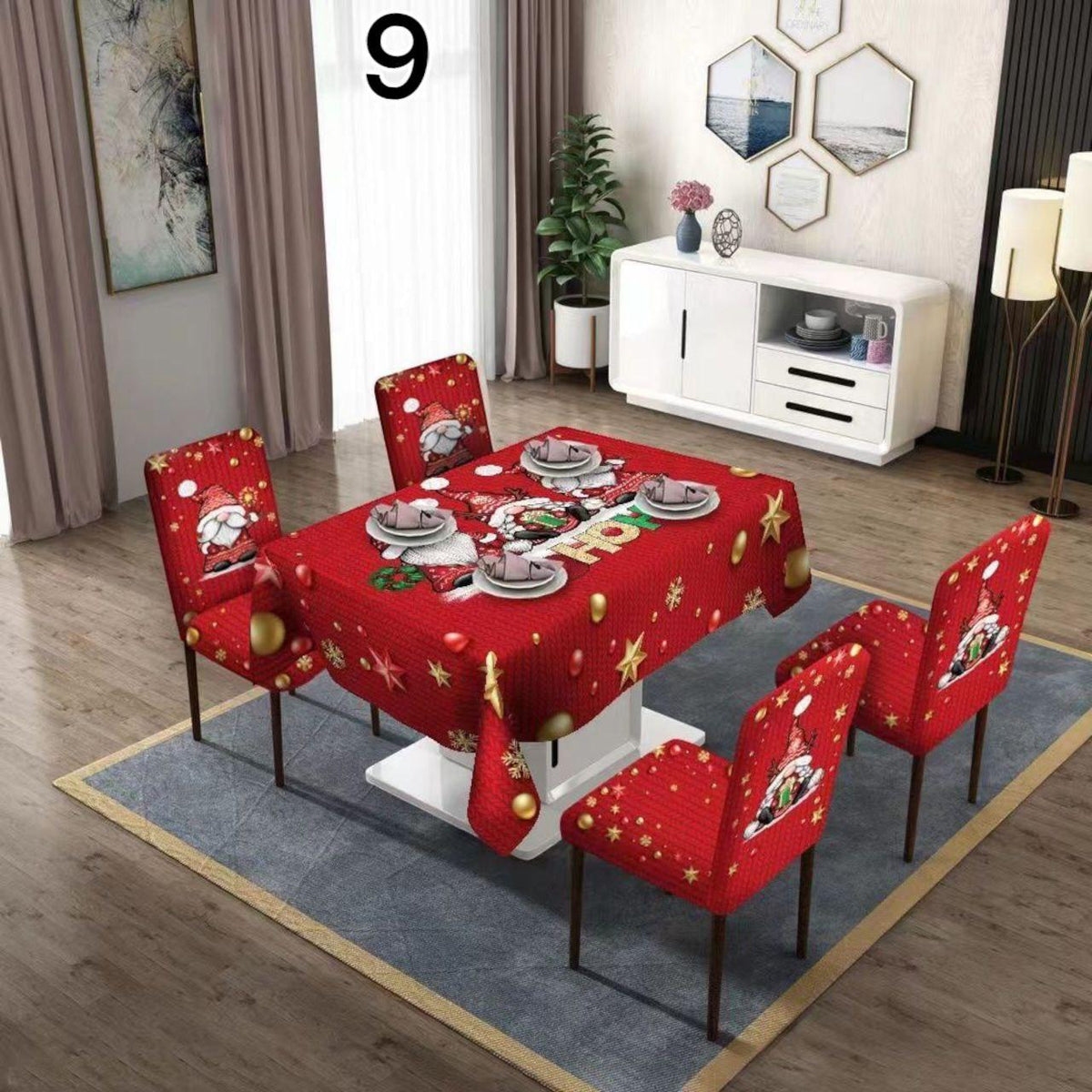 Božićni stolnjak + 6 rastezljivih navlaka za stolice - Feniks-shop