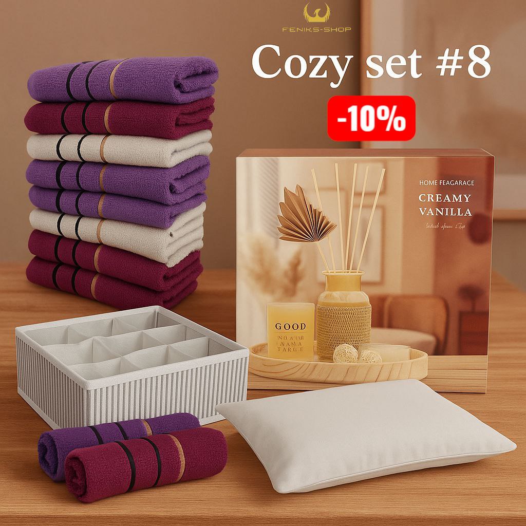Cozy set #8 - Turski ručnici mali + Višenamjenski organizator + Mirisni set vanilija