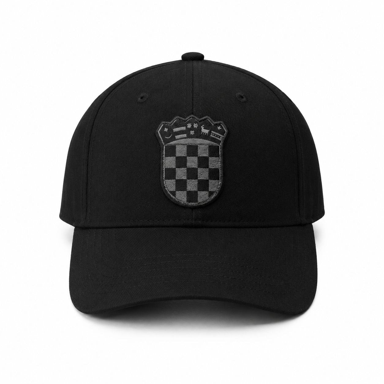 Crna navijačka kapa Hrvatska – crni grb (odrasli)