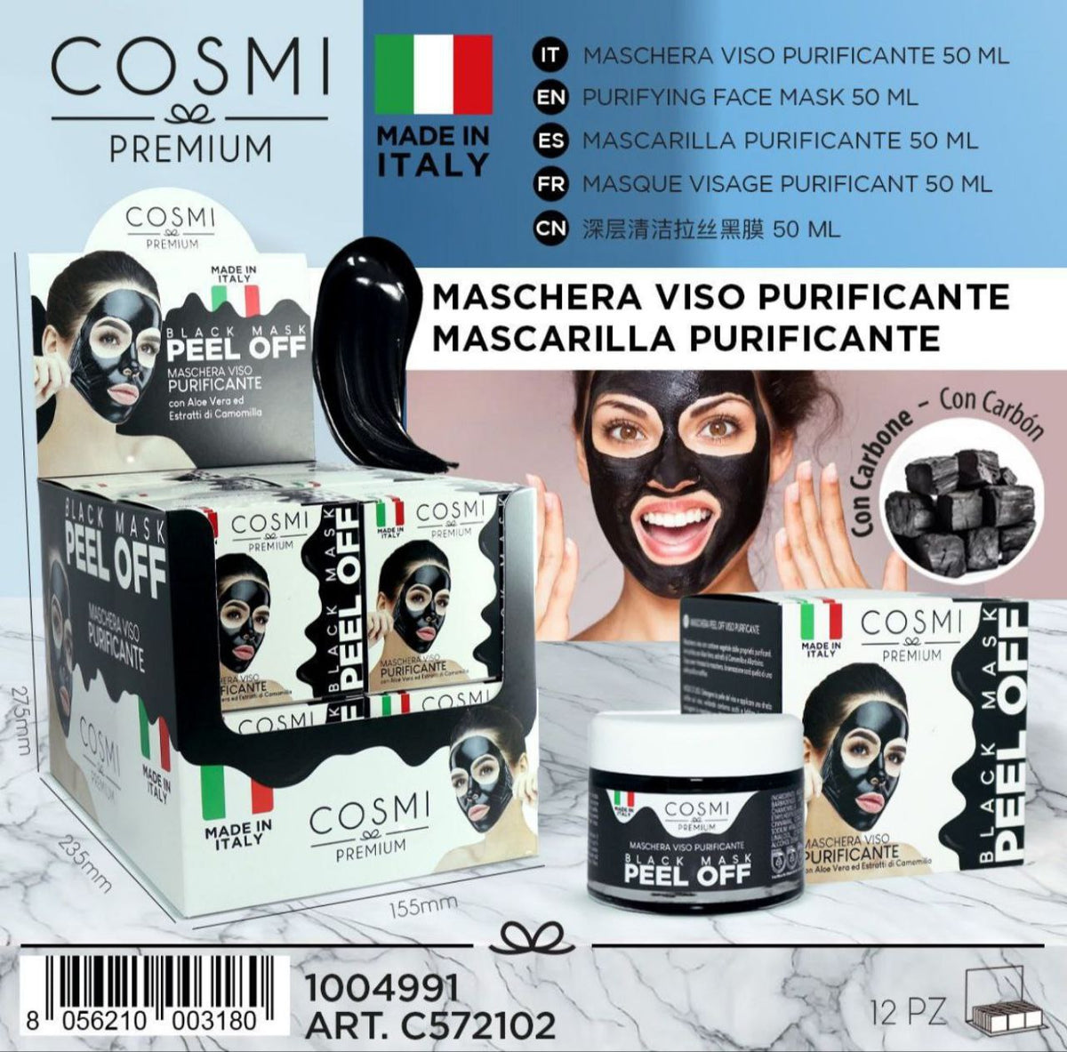 Crna peel-off maska za lice – dubinsko čišćenje 50 ml