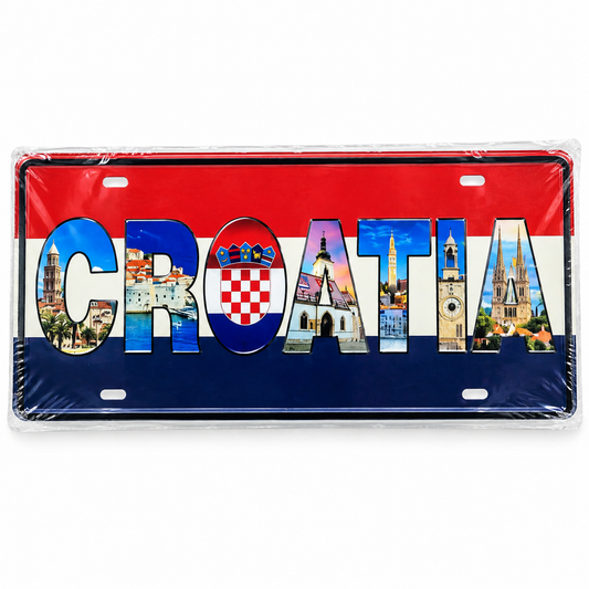 Dekorativna metalna tabla Croatia – hrvatska zastava i znamenitosti