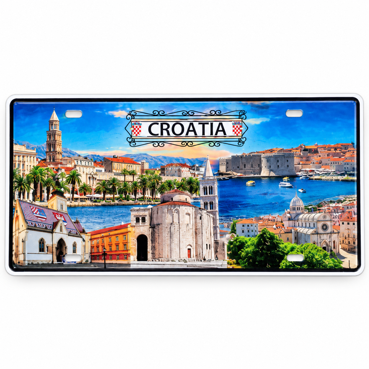Dekorativna metalna tabla Croatia – hrvatski gradovi i Jadran