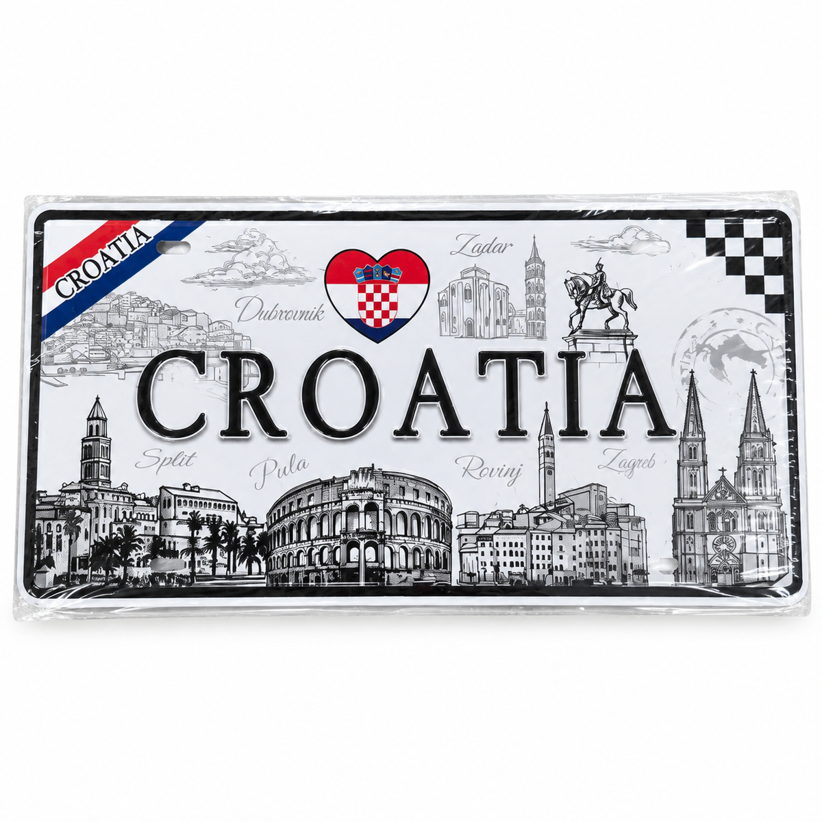 Dekorativna metalna tabla Croatia – hrvatski gradovi i znamenitosti