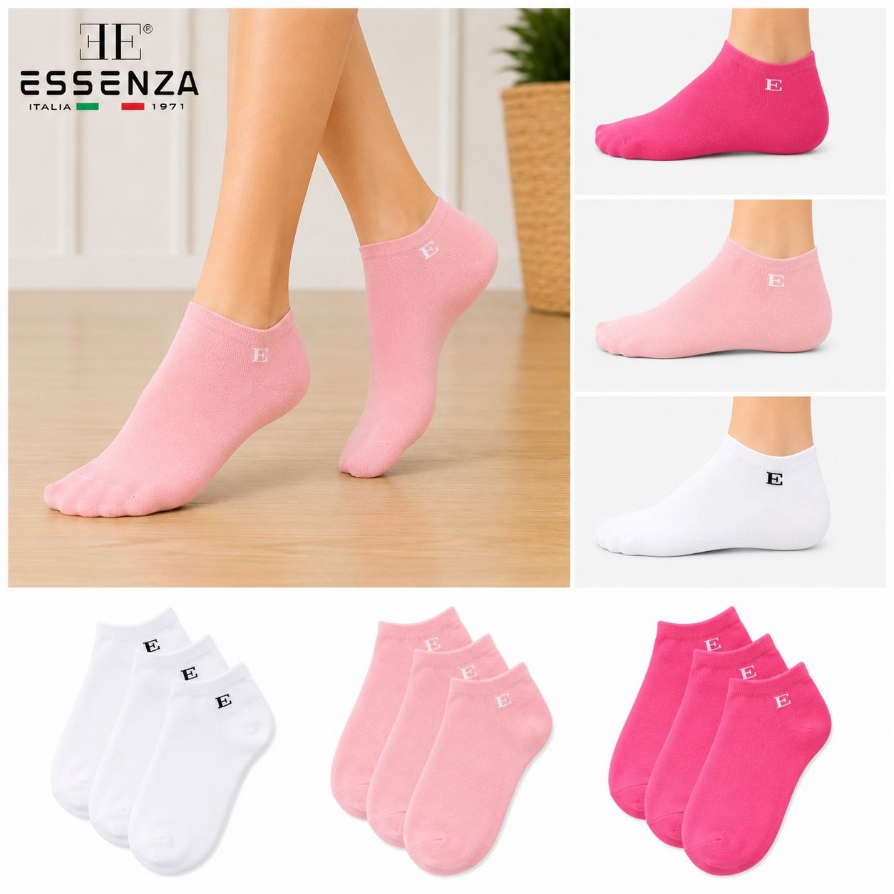 Essenza Italy premium ženske stopalice 12 pari mix