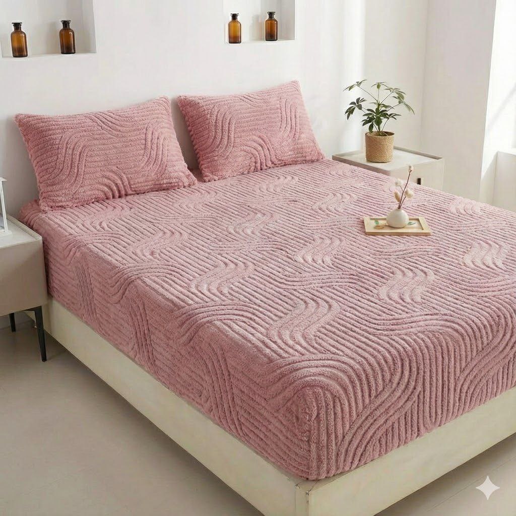 Flanel geometrijske plahte s gumicom 200x200 cm + 2 jastučnice gratis