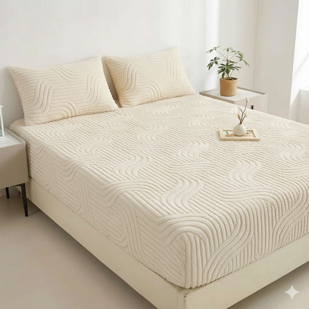 Flanel geometrijske plahte s gumicom 200x200 cm + 2 jastučnice gratis