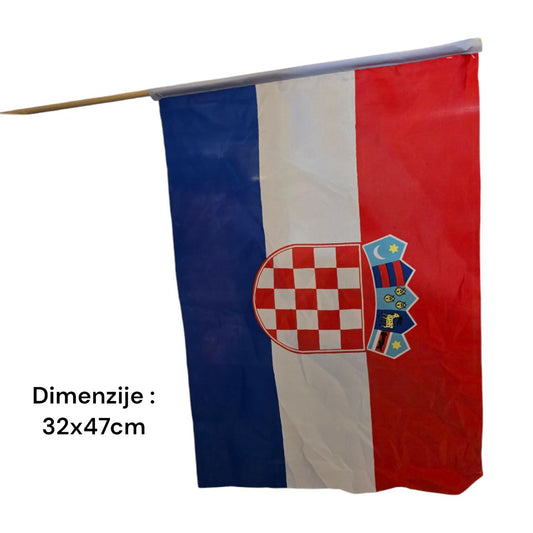 Hrvatska zastava na štapu 32x47cm - Feniks-shop