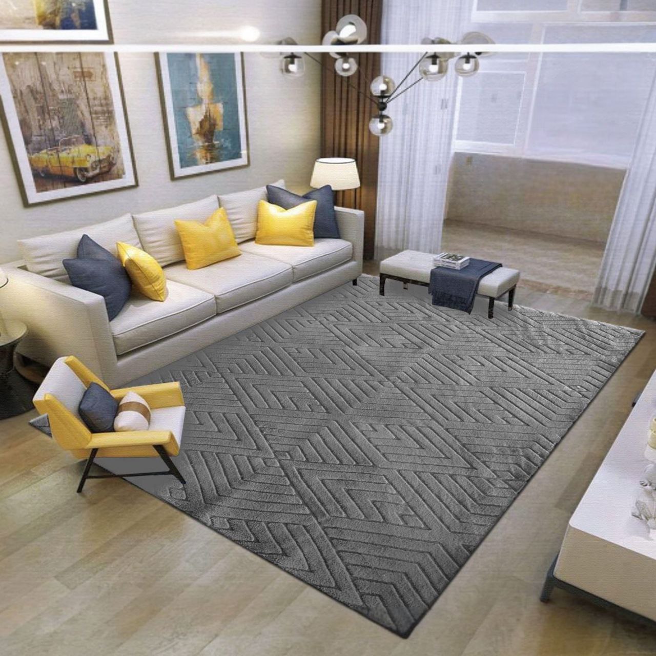 Jednobojni čupavi tepih