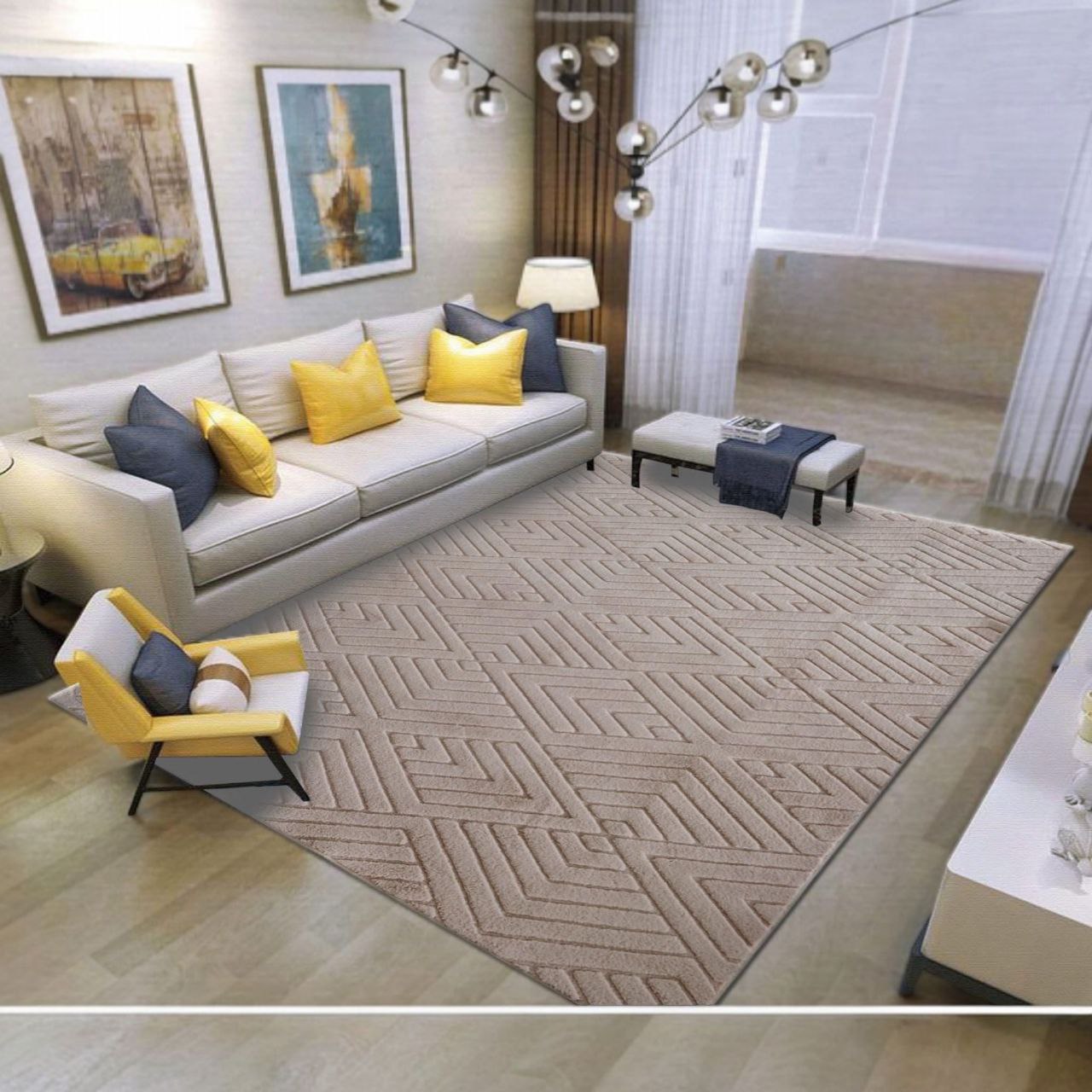 Jednobojni čupavi tepih