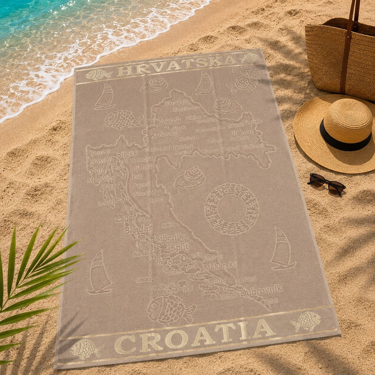 Karta Hrvatske ručnik za plažu 180x100 cm