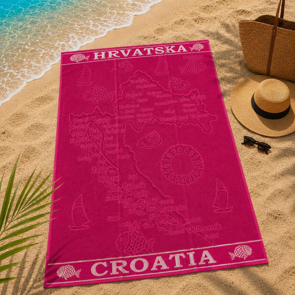 Karta Hrvatske ručnik za plažu 180x100 cm