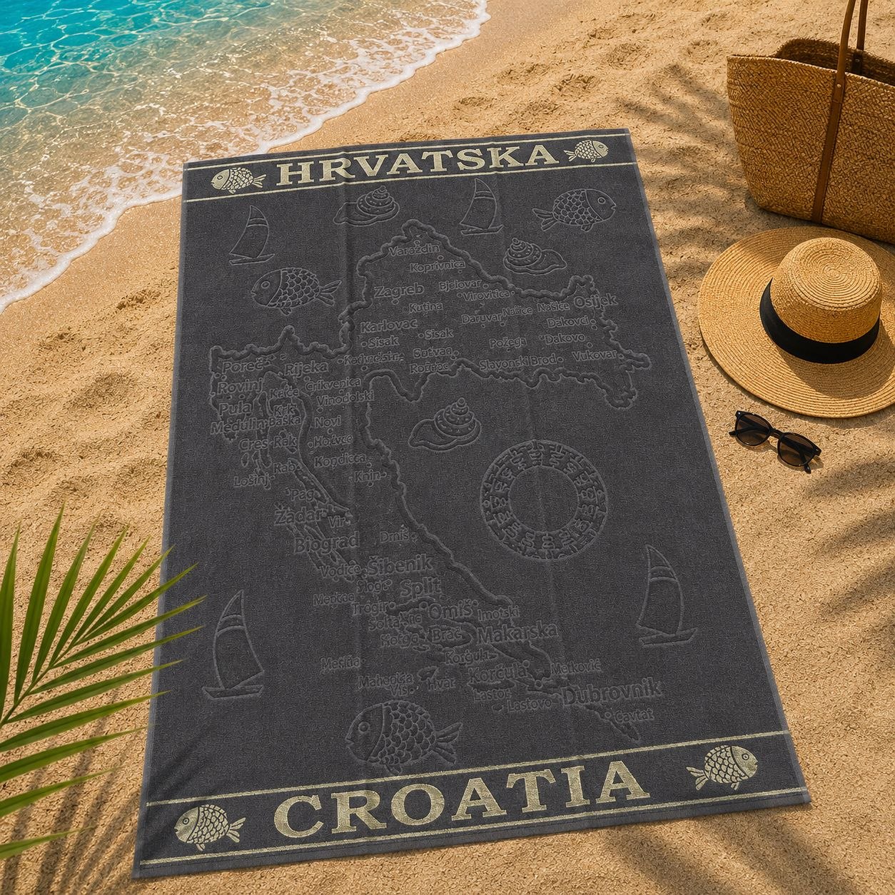 Karta Hrvatske ručnik za plažu 180x100 cm