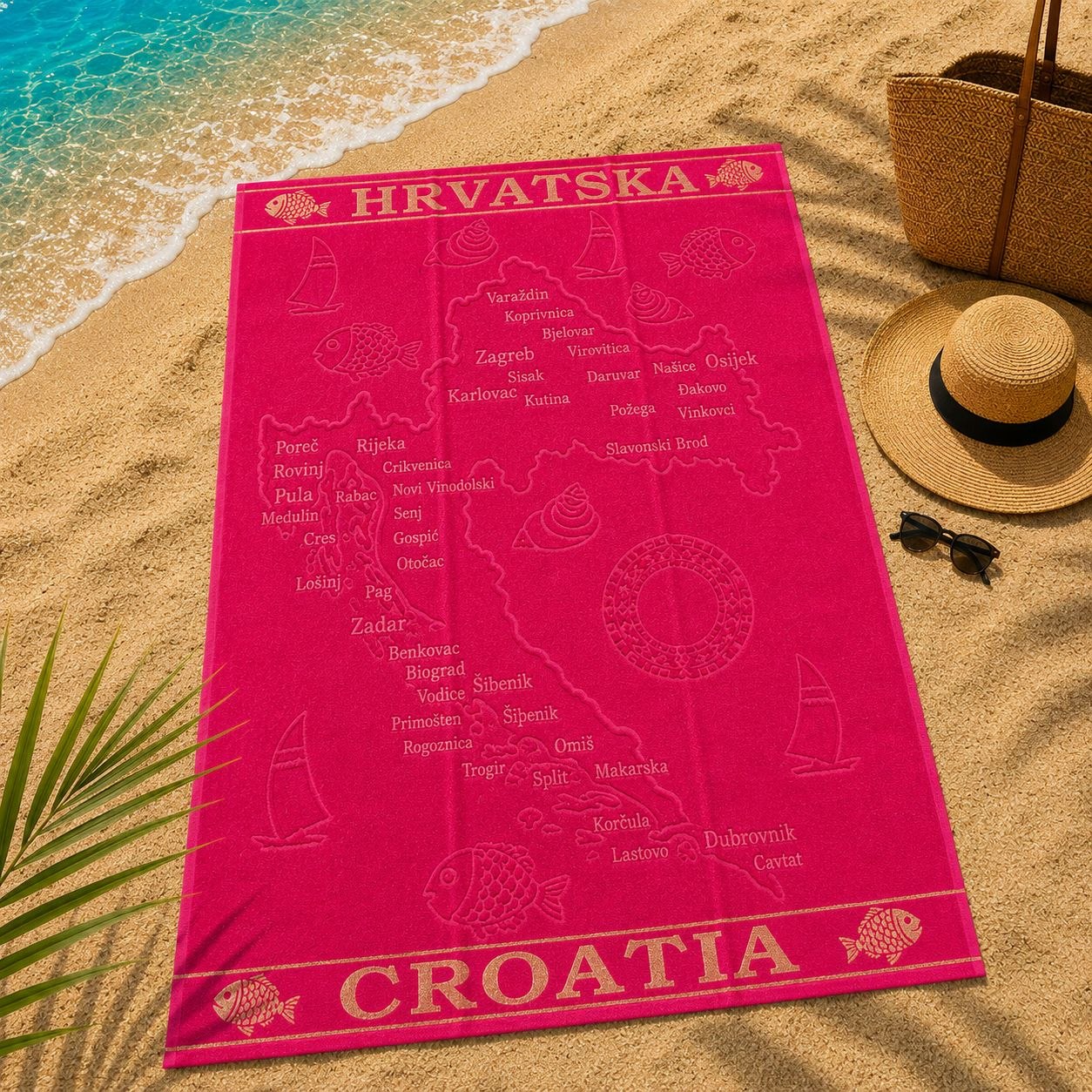 Karta Hrvatske ručnik za plažu 180x100 cm