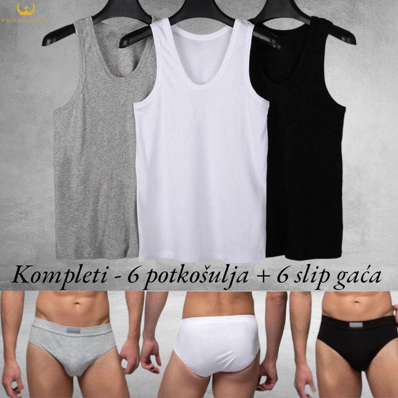 Kompleti - 6 potkošulja + 6 slip gaća - Feniks-shop