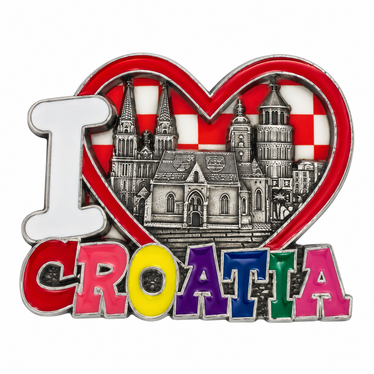 Magnet I Love Croatia – hrvatski grb i znamenitosti
